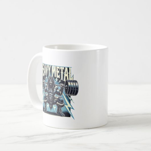 ヘビーメタル – リフティングジおもしろいムトレーニングフィットネス コーヒーマグカップ (正面左)
