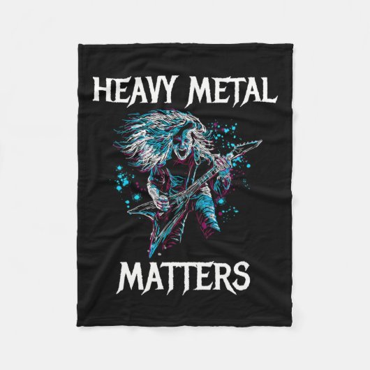 ヘビーメタルSメタルヘッドバンガーギターロッカースティック フリースブランケット (正面)