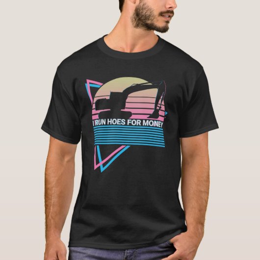 ヘビー機器オペレータレトロHEO HEV Iホ走ー Tシャツ (正面)