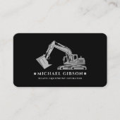 ヘビー機器オペレータ建築ブラックシルバー 名刺 (正面)