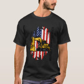 ヘビー+エクイプト+オペレーター+アメリカ国旗+重機オペレーター Tシャツ (正面)