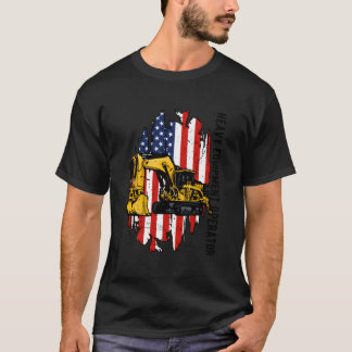 ヘビー+エクイプト+オペレーター+アメリカ国旗+重機オペレーター Tシャツ