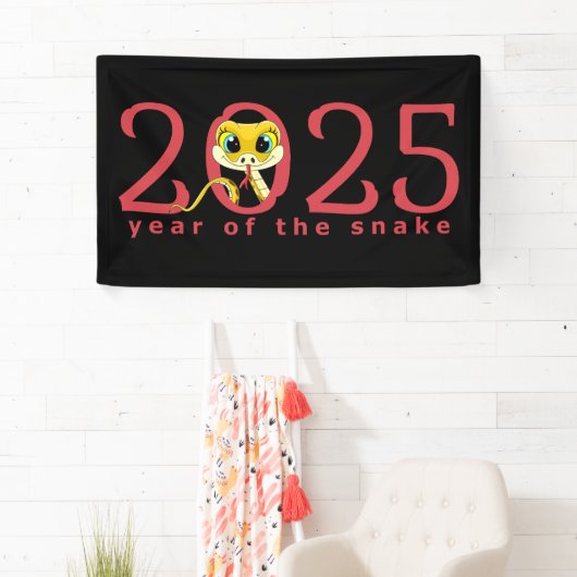 ヘビ中国のの漫画の年 横断幕 (インサイチュ)