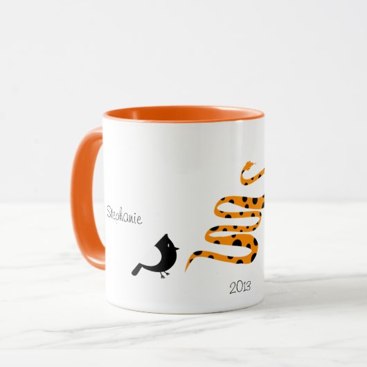 ヘビ中国の〔占星術の〕十二宮図年モノグラムおもしろいかわいい マグカップ (正面左)