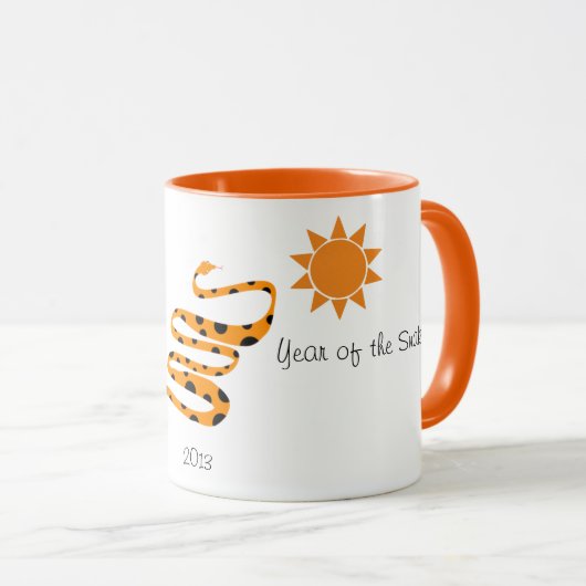 ヘビ中国の〔占星術の〕十二宮図年モノグラムおもしろいかわいい マグカップ (正面右)