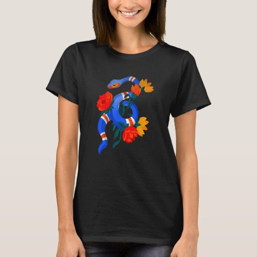 ヘビ動物の花ブルービパーパイソンの野生のFo Tシャツ (正面)