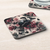 ヘビ包まれたのまわりにハートとバラ コースター (左側)