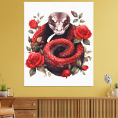 ヘビ包まれたバラ キャンバスプリント (インサイチュ (リビング))