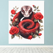 ヘビ包まれたバラ キャンバスプリント (インサイチュ (ウッドフロア))