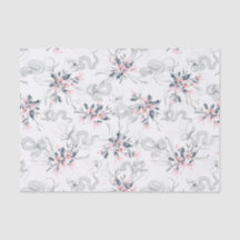 ヘビ及び抽象的な水彩画のピンクのミズキの花