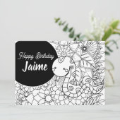 ヘビ子供の誕生日フローラの色付け シーズンカード (スタンド正面)