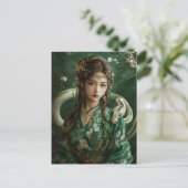 ヘビ年女子の中国占星術アート ポストカード (スタンド正面)