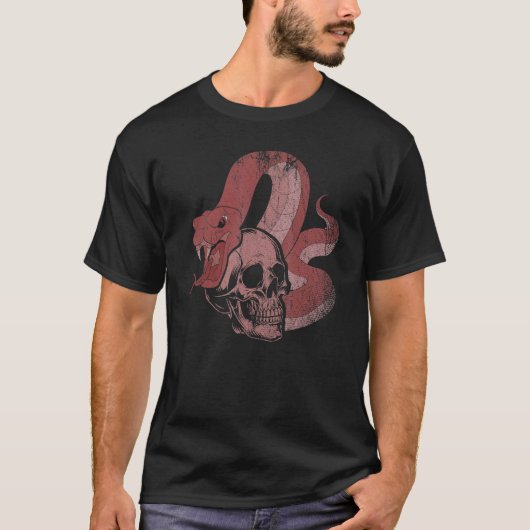 ヘビ捕食者スカル爬虫類飼育者の動物のヘビ Tシャツ (正面)
