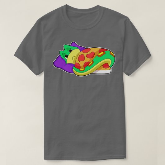 ヘビ枕毛布 Tシャツ (デザイン正面)