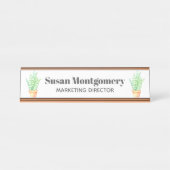 ヘビ植物の鉢植えなSucculentsパーソナライズな| デスクネームプレート (正面)