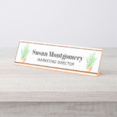 ヘビ植物の鉢植えなSucculentsパーソナライズな| デスクネームプレート (正面)