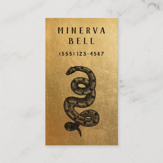 ヘビ爬虫性金ゴールド 名刺 (正面)