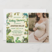 ヘビ爬虫類赤ちゃんシャワー写真 招待状 (正面)