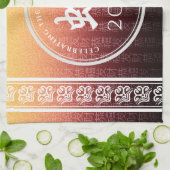 ヘビ蛇赤金ゴールド中国の〔占星術の〕十二宮図月記号 キッチンタオル (折り畳み)