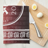 ヘビ蛇赤金ゴールド中国の〔占星術の〕十二宮図月記号 キッチンタオル (四つ折り)