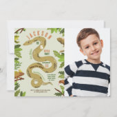 ヘビ誕生日パーティー爬虫類ジャングル写真 招待状 (正面)