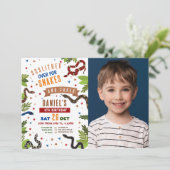 ヘビ誕生日パーティー爬虫類ジャングル写真 招待状 (スタンド正面)