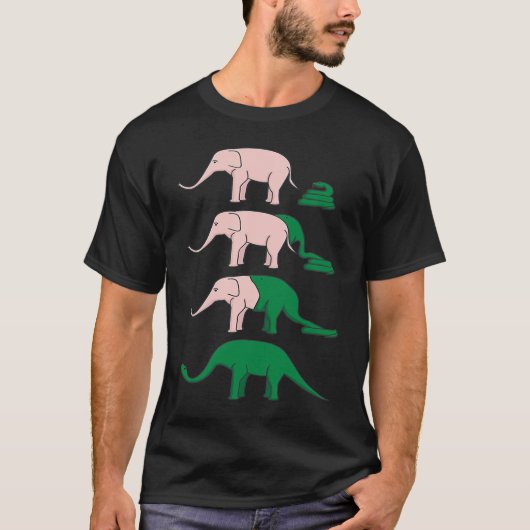 ヘビ象の恐竜の笑わされるジョーク Tシャツ (正面)