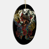 ヘビ銃およびバラのポーカーカード セラミックオーナメント (右)