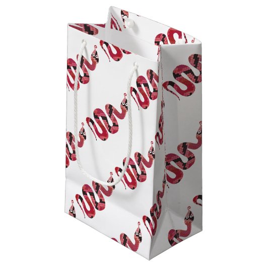 ヘビ黒と赤のシルエット スモールペーパーバッグ (正面アングル)