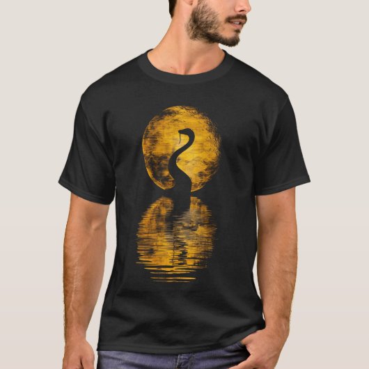 ヘビ コブラ 爬虫類 蛇 月 反射 シルエット Tシャツ (正面)