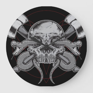 ヘビ、スカル時計、AXES ラージ壁時計