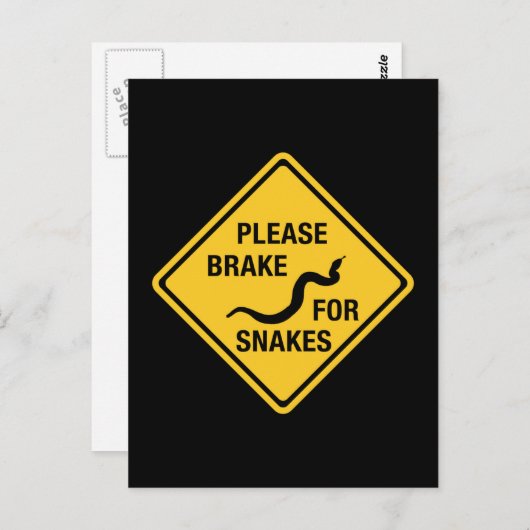 ヘビ、交通標識、カナダのブレーキをかけてください ポストカード (正面/裏面)
