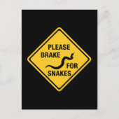 ヘビ、交通標識、カナダのブレーキをかけてください ポストカード (正面)