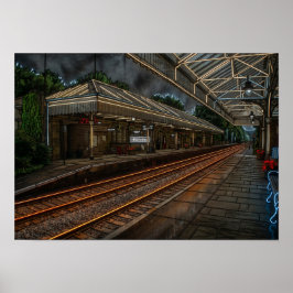 ヘブデンブリッジ鉄道駅ヴィンテージネオンアート ポスター