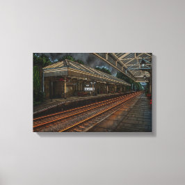 ヘブデンブリッジ駅ヴィンテージネオンアート キャンバスプリント