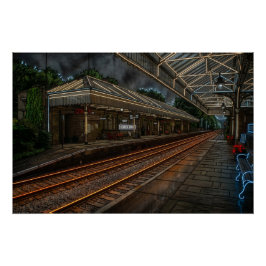 ヘブデンブリッジ駅ヴィンテージネオンアート ポスター