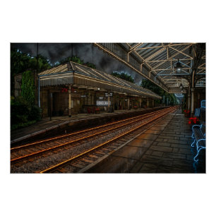 ヘブデンブリッジ駅ヴィンテージネオンアート ポスター