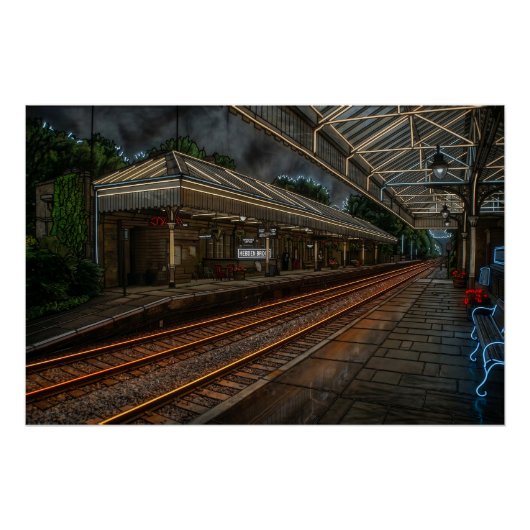 ヘブデンブリッジ駅ヴィンテージネオンアート ポスター (正面)