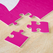 ヘブライモダン語アレプタフホワイトonピンクタイポグラフィ ジグソーパズル (側面)