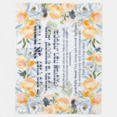 ヘブライモデアニユダヤ人モーニング感謝祈りの言葉 フリースブランケット (正面)