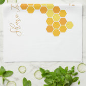 ヘブライ人のシャナ・トバ氏、新ユダヤ人の新年を迎えるハッピー・ハニカム  キッチンタオル (折り畳み)