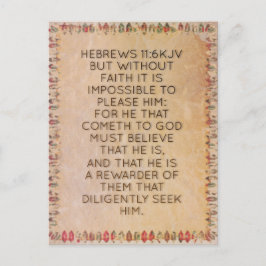 ヘブライ人への手紙11:6 キング・ジェームズ聖書(KJV)記憶カード ポストカード