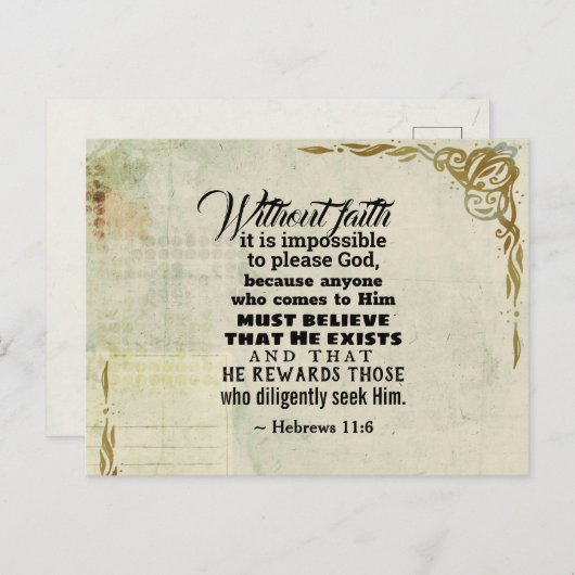 ヘブライ人への手紙11:6 信仰なしには不可能 ポストカード (正面/裏面)