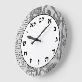 ヘブライ数字クロックユダヤ文字グレーヴィンテージ ラージ壁時計 (傾斜)