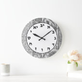 ヘブライ数字クロックユダヤ文字グレーヴィンテージ ラージ壁時計 (ホーム)