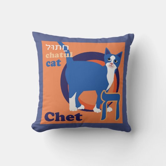 ヘブライ文字の枕子供の寝室飾猫 クッション (正面)