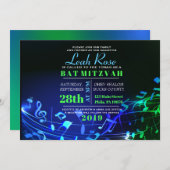 ヘブライ白熱［赤熱］光を放つ語の文字とノートバルミツワー 招待状 (正面/裏面)