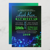 ヘブライ白熱［赤熱］光を放つ語の文字とノートバルミツワー 招待状 (正面/裏面)