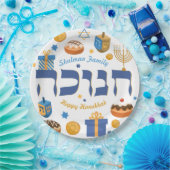 ヘブライ語お洒落ハヌカドレイドル(ユダヤ教)メノラー&ドーナツ ペーパープレート (パーティー)