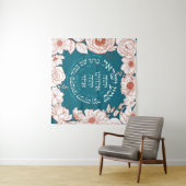 ヘブライ語でイスラエルのシェマ |ユダヤ祈りの言葉フラワーアート タペストリー (インサイチュ(横))